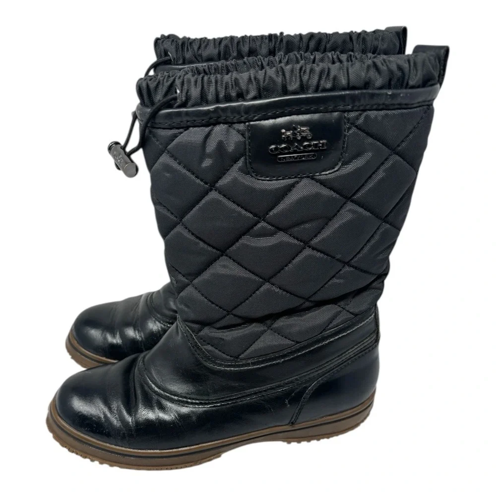 🤑Coach Samara 🖤Gorpcore Utility Black Quilted Nylon & Leather Mid Snow Boots 6